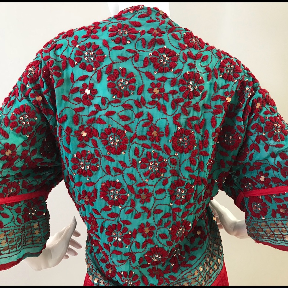 Beautiful Embroidered Fringe Blue Robe/Jacket - Picture 7 of 8